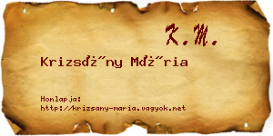 Krizsány Mária névjegykártya