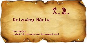 Krizsány Mária névjegykártya