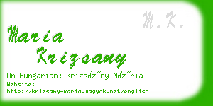 maria krizsany business card